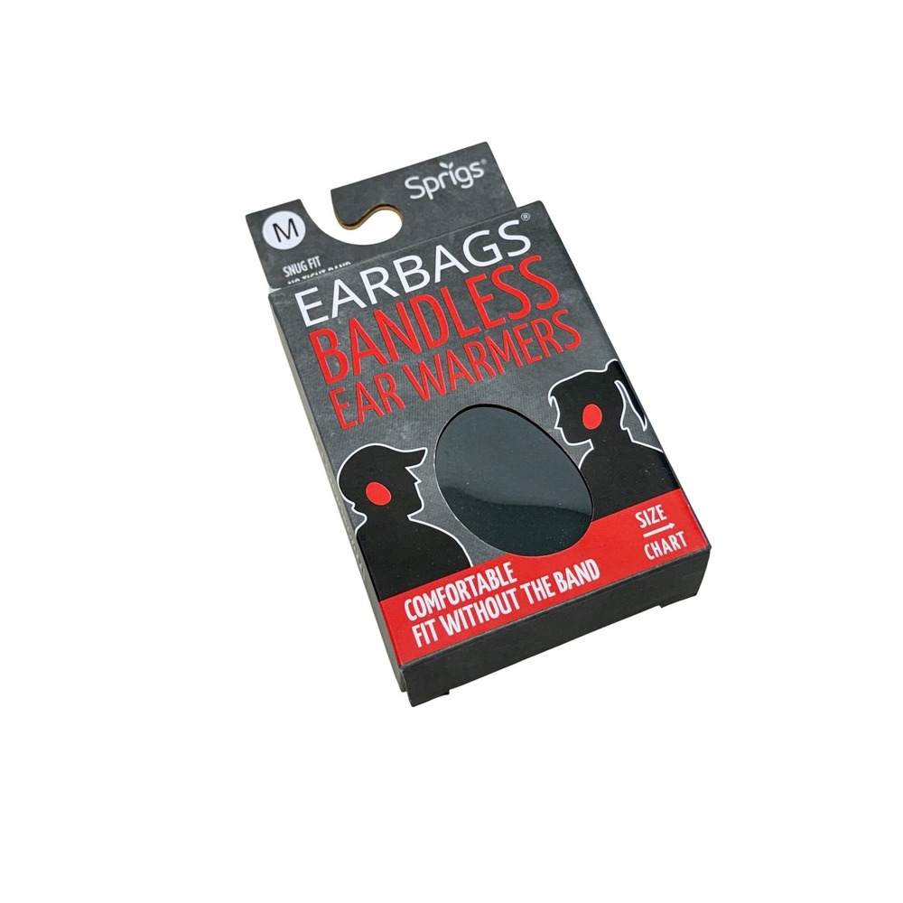 Sprigs Earbags Bandless Ear Warmers Black Medium Thinsulate Snug Fit NWT